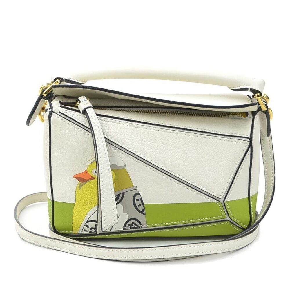 Loewe Shoulder Bag Handbag Studio Ghibli Ootori sama Puzzle Leather Ivory White
